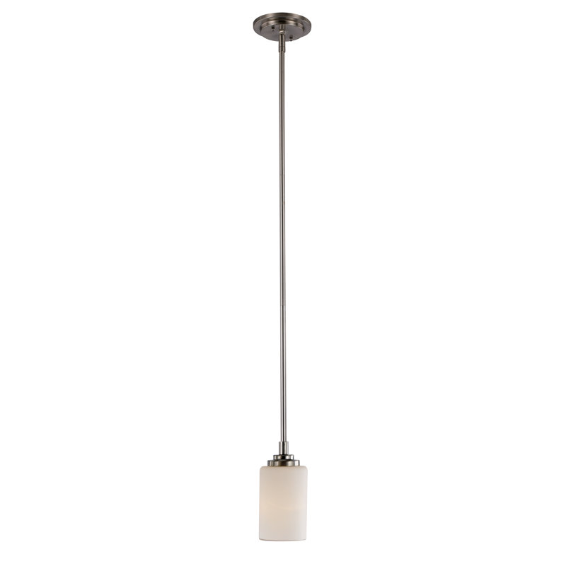 Luminaire suspendu cylindrique simple à 1 lumière Juli, Nickel brossé