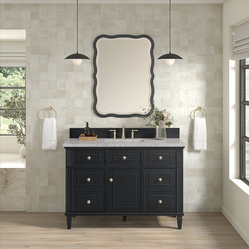 Lorelai 48'' W Single Vanity, Black Onyx, Eternal Jasmine Pearl