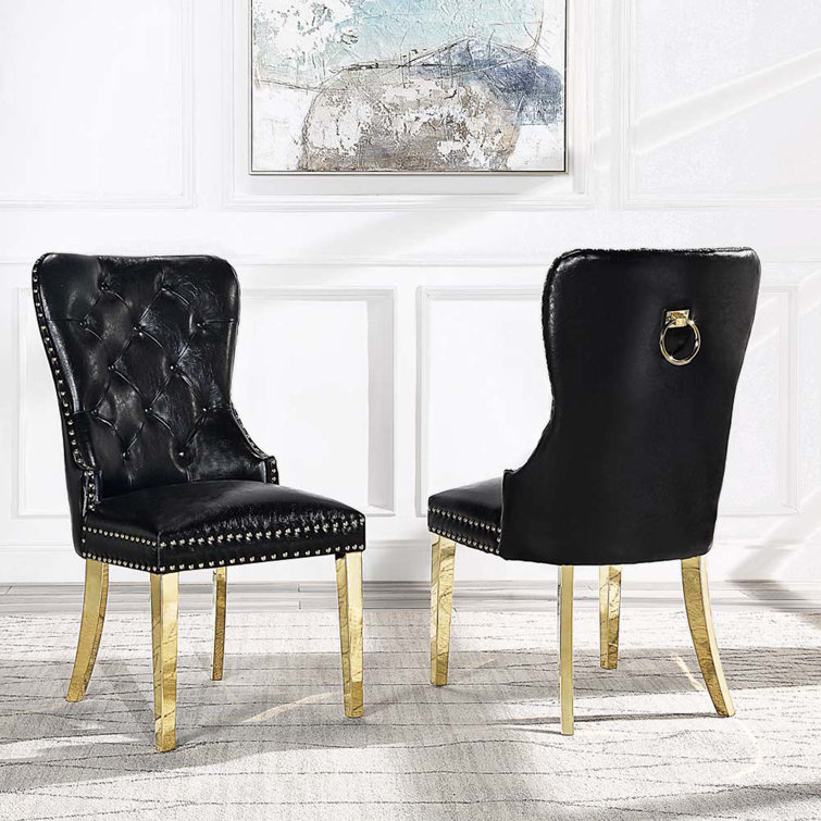 Jubei King Louis Back Side Chair Dining Chair Rosdorf Park Upholstery Color: Black