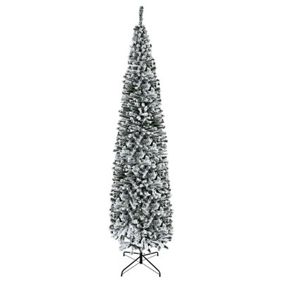 Unlit Snow-Flocked Slim Artificial Christmas Tree
