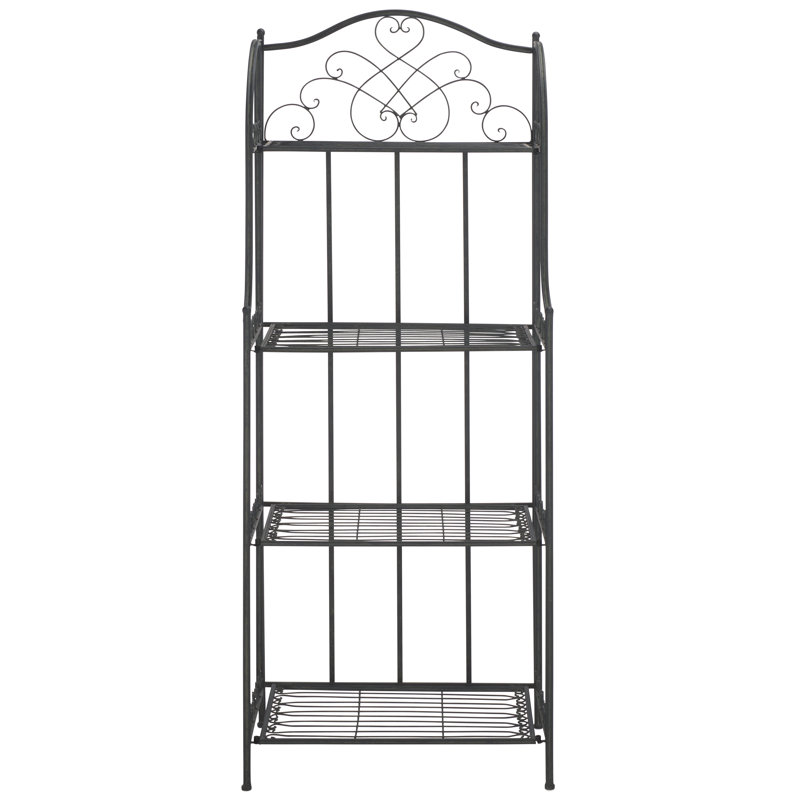 Amaris Wrought Iron  4 Tier Outdoor Bakers Rack, Black