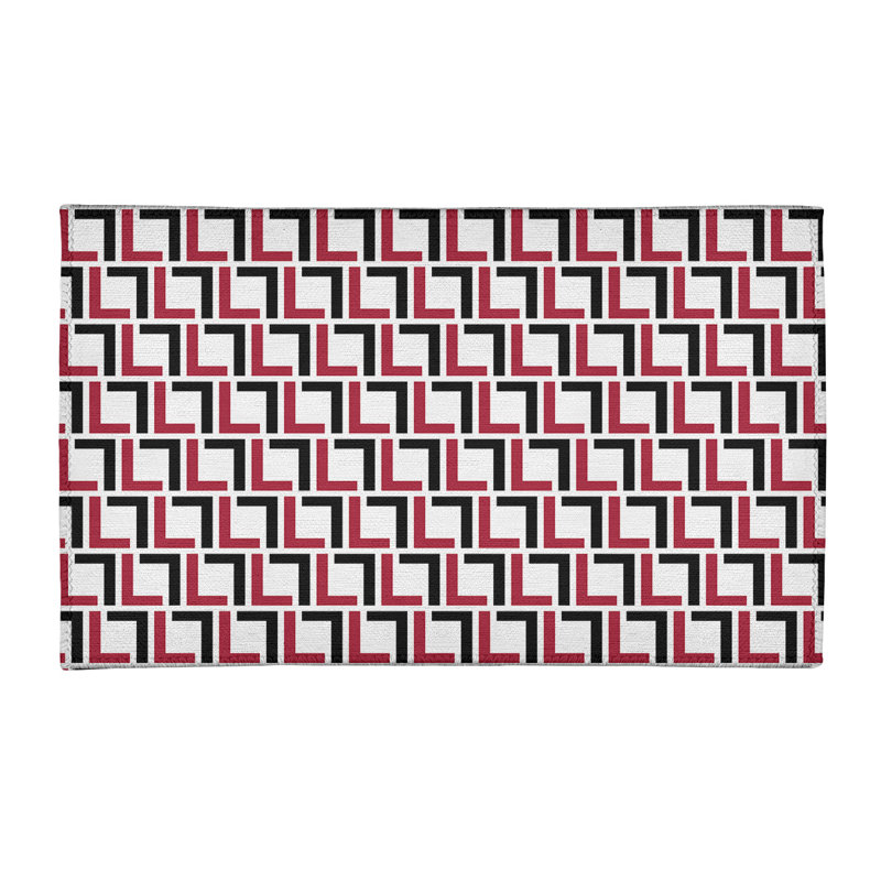 Tapis géométrique rouge / noir / blanc, Rectangle 2 pi x 3 pi