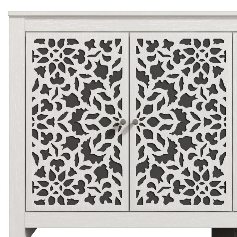Buffet de 58,4 po Arrastia, Perle chêne blanc / noir