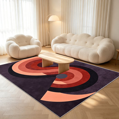 Tapis à motif géométrique abstrait de 1 pièce pour le salon, doux et confortable, convient à toutes les saisons, facile à entretenir, tapis de sol intérieur lavable à la machine, convient à la chambre à coucher, à la salle à manger, au bureau, au balcon, au patio, à la maison, à la décoration extérieure.