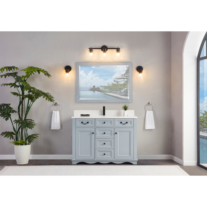 48" Cadet Finish Solid Wood Sink Vanity  With 1' Artificial Stone Top, Cadet