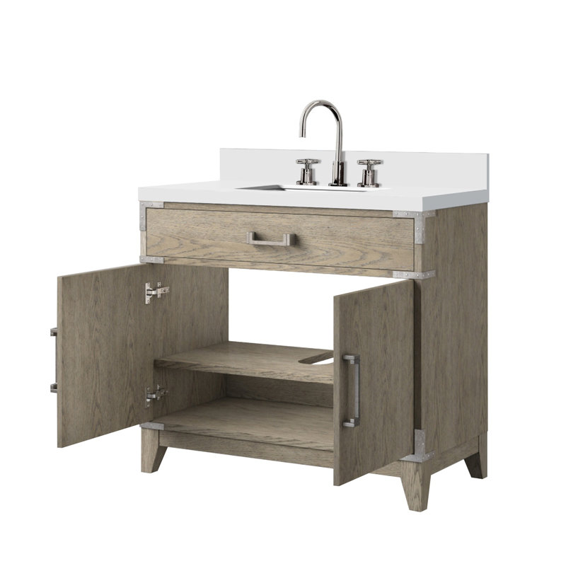 Freestanding Standard With Top, Chêne gris, 36"