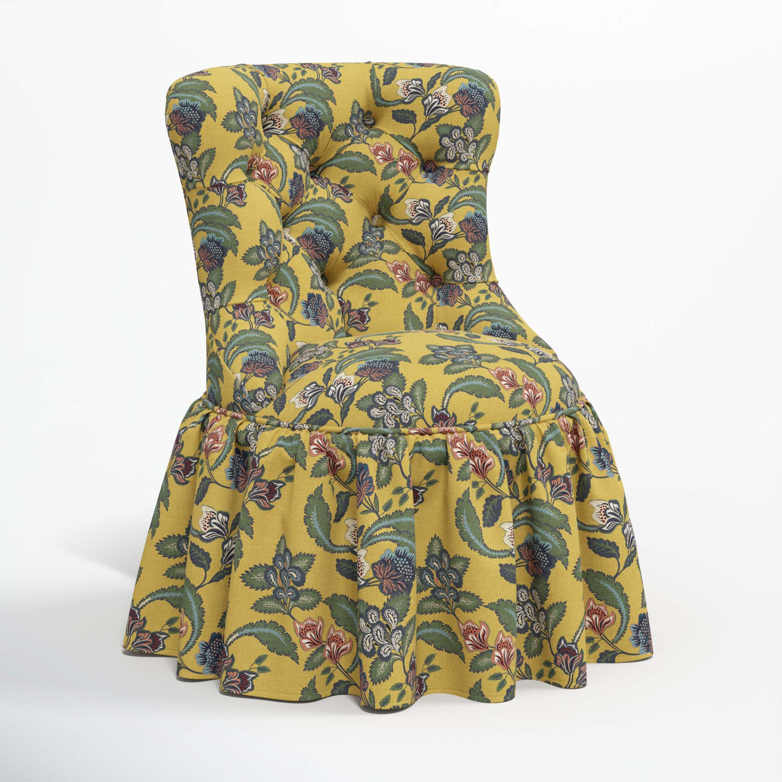 Minnie Cotton Swivel Side Chair, Libby Floral Gold