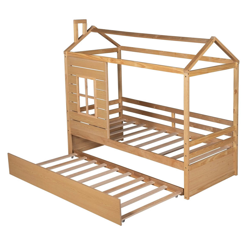 Lit en bois avec lit gigogne simple Millard Bed, Bois