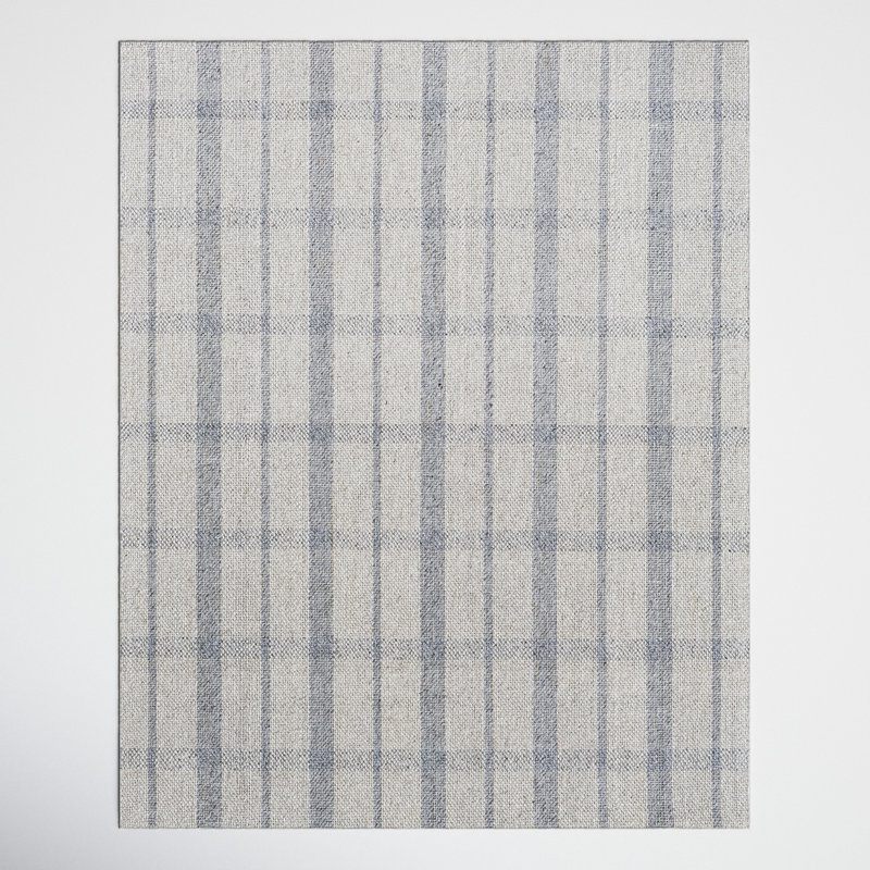 Louisa Plaid Handmade Flatweave Light Gray/Oatmeal/Gray Area Rug, Rectangle 8' x 10'