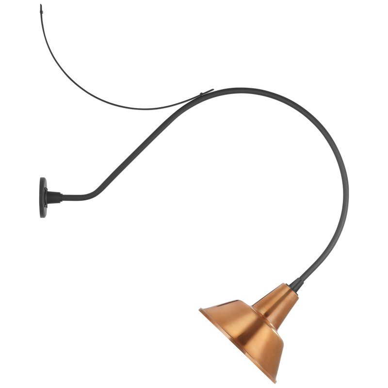 Thomas O'Brien, "Academy 36" Anchored Larrabee Barn Light in Matte Black with 12.5" White Bowers Shade, Soft Copper