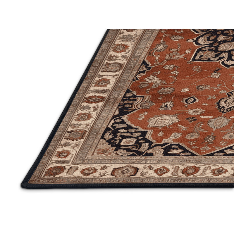 Tapis brun lavable à la machine, Rond 7 pi