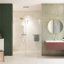 Porte de douche sans cadre, porte de douche coulissante, cabine de douche en verre trempé épais de qualité supérieure avec barre à serviettes, couche facile à nettoyer à double face