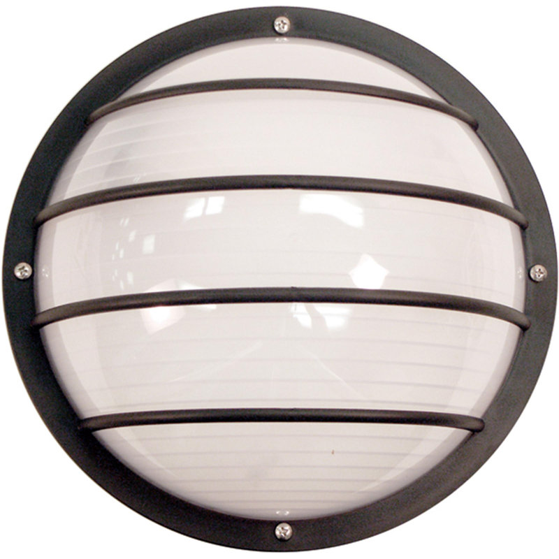 Solus Nautical Round Wall or Ceiling Mount Sconce with Horizontal Diffuser Cage, White, 3000K