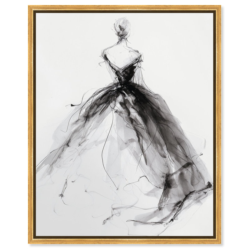 «Ball Gown I Fashion», reproduction d'art sur toile par Art Remedy, H 16 po x l 20 po, Cadre doré