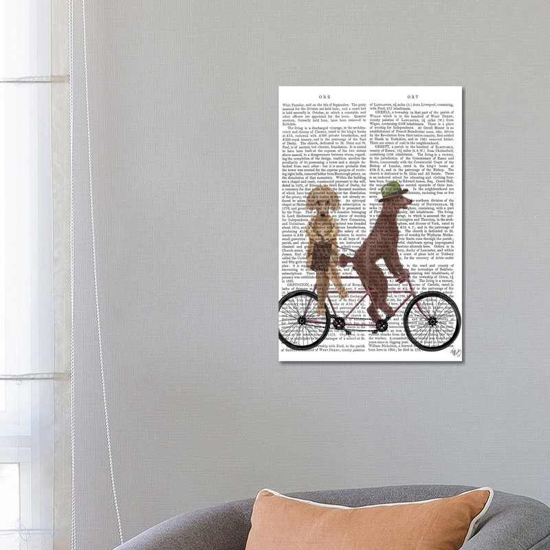 Poodle Tandem, Print BG by Fab Funky - Wrapped Canvas Gallery-Wrapped Canvas Giclée, 66.04 cm H x 45.72 cm W x 1.91 cm D