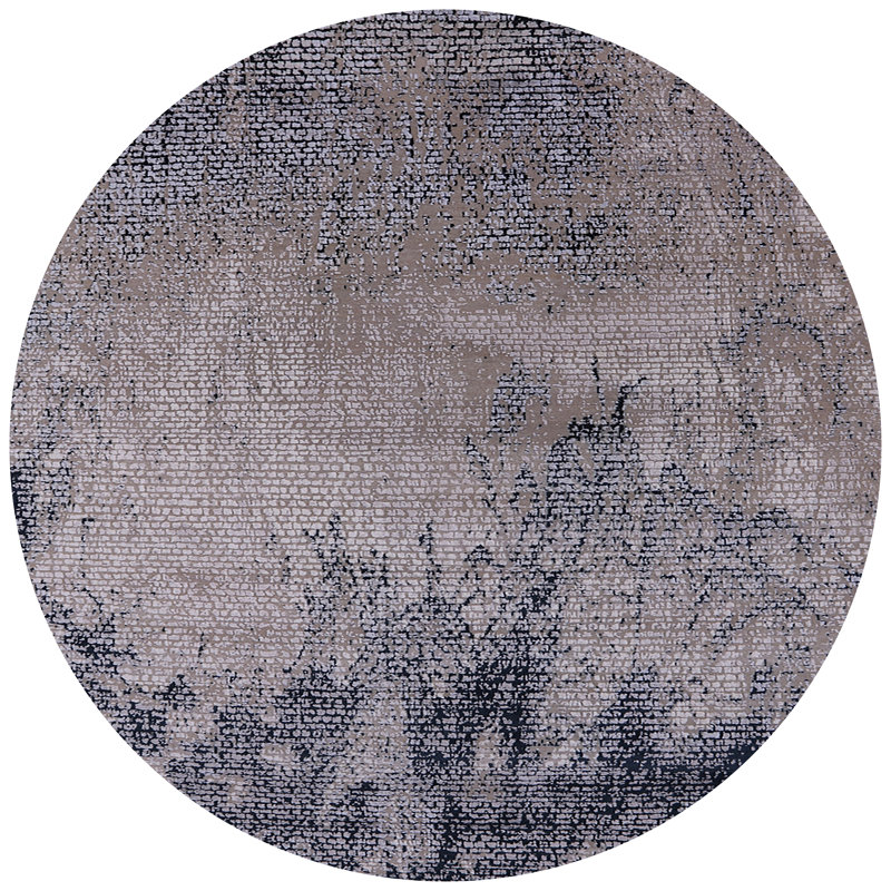 Tapis brun / noir à motif abstrait Brewerton, Rond 6 pi
