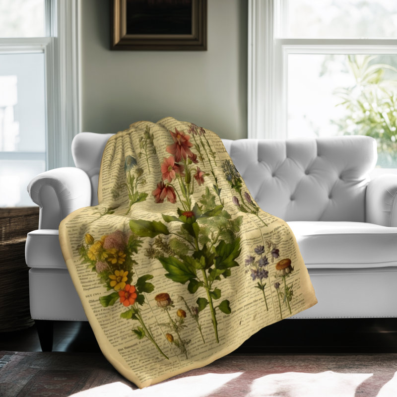 Vintage Garden Memoirs - couverture en sherpa de qualité supérieure - reproduction d'art luxueuse, Grand lit