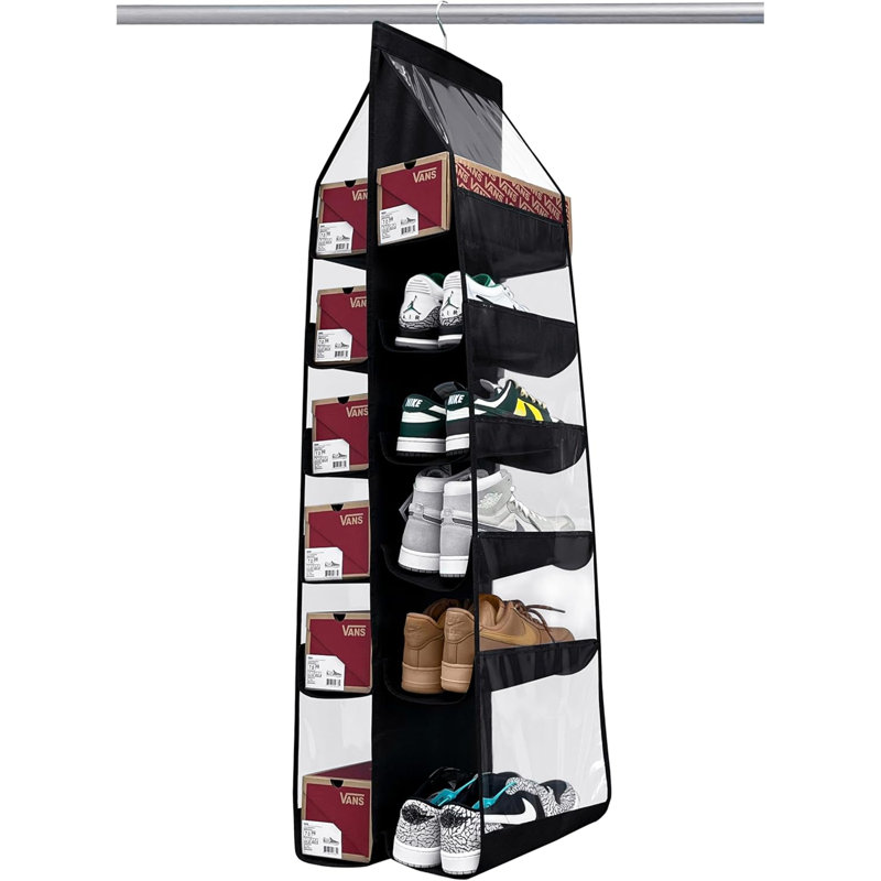 12 Pair Hanging Shoe Organizer, Black