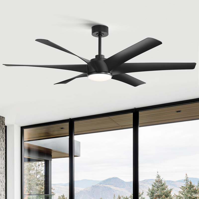 Ventilateur de plafond à moteur à courant continu 6 pales intérieur / extérieur 65 "avec lumière et télécommande Nausica
