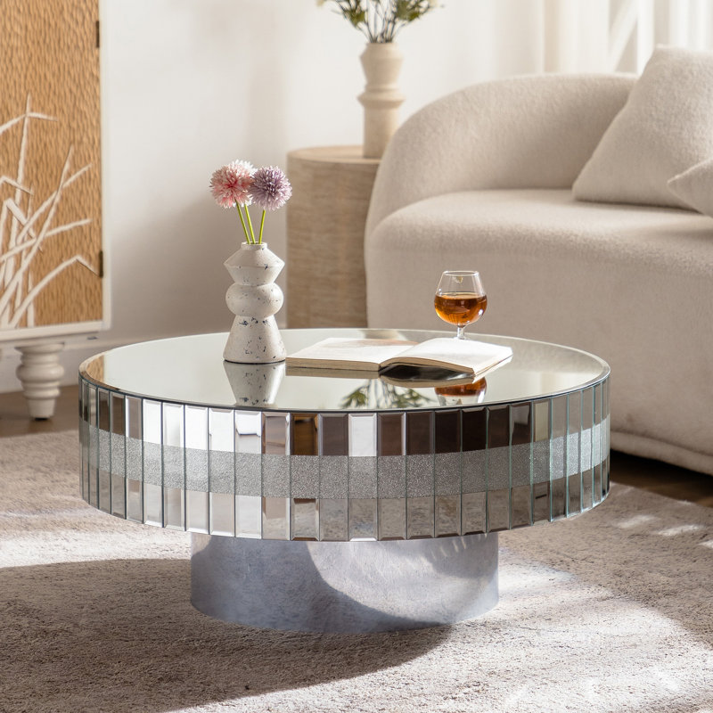 Table basse ronde à miroir 30,91 pouces