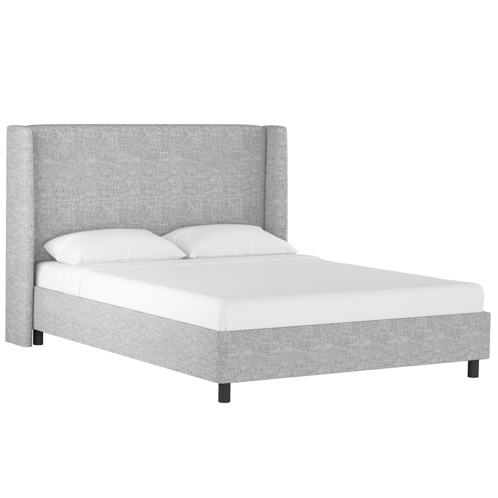 Tilly Linen Upholstered Wingback Bed, Full, Zuma Pumice Textured Linen