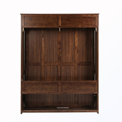 Queen Size Wooden Murphy Bed with Gas Struts