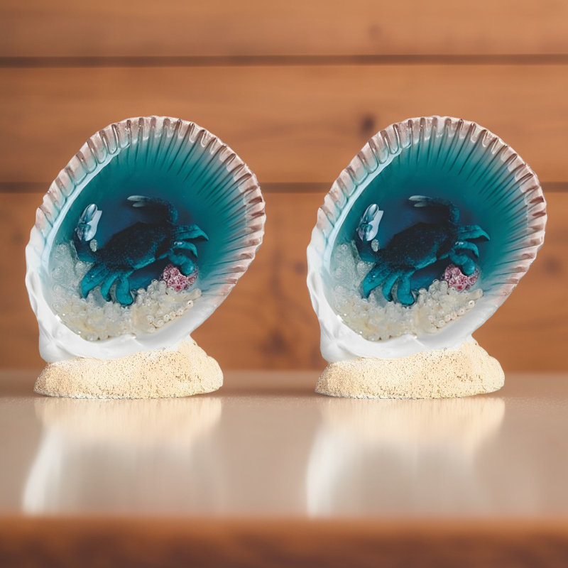 2-PC Set 3"H Crab in Shell Figurine