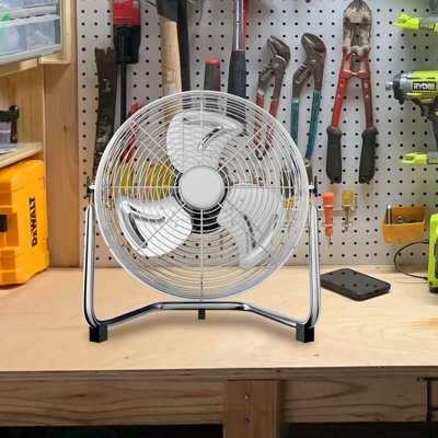 Indoor Outdoor 3-Speed High-Velocity Box Fan Heavy Duty Metal Oscillating Floor Fan with 230-degree Adjustable Tilting