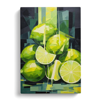 Sliced Lime Cubism - Wrapped Canvas