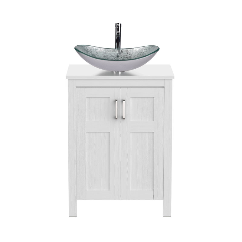 Ensemble de meuble-lavabo simple 24 po Nickros, Argenté
