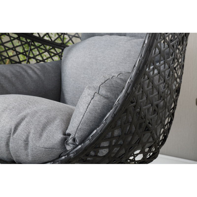 Balancelle Eung Patio PE en rotin avec support pour balcon, cour, Gris