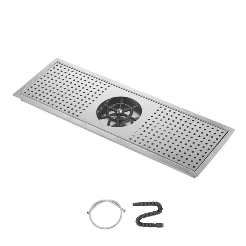 24" X 8" Glass Rinser Cup Washer 304 Stainless Steel Drain Drip Tray Hose Washing Equipment Coffee Shop Bar Glass Sink Rinser