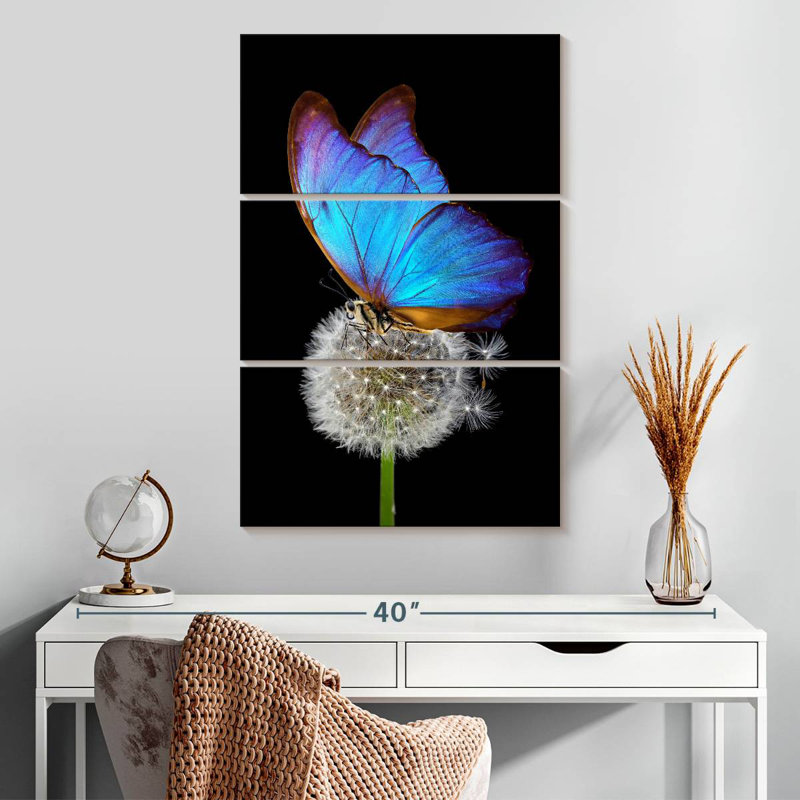 Brampt Blue Morpho On Dandelion, 32" H x 20" W