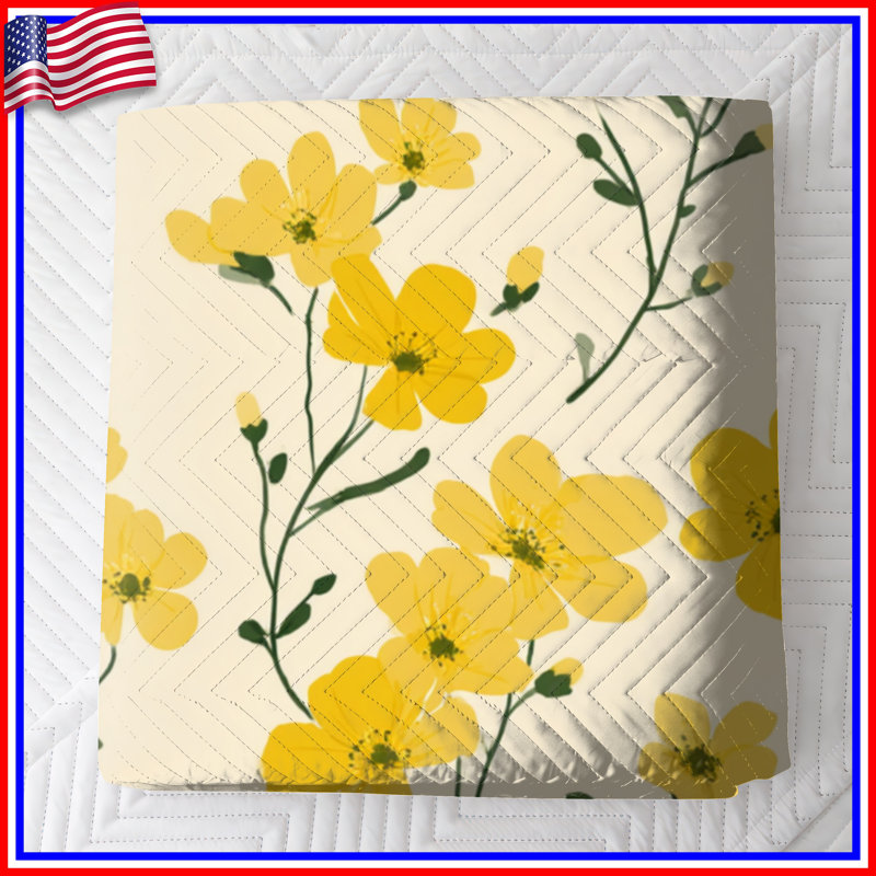 Couvre-lit matelassé jaune Buttercup, Double