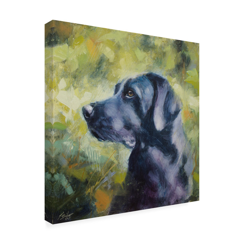 Bolog John Silver Black Labrador Portrait Canvas Art, 14" H x 14" W