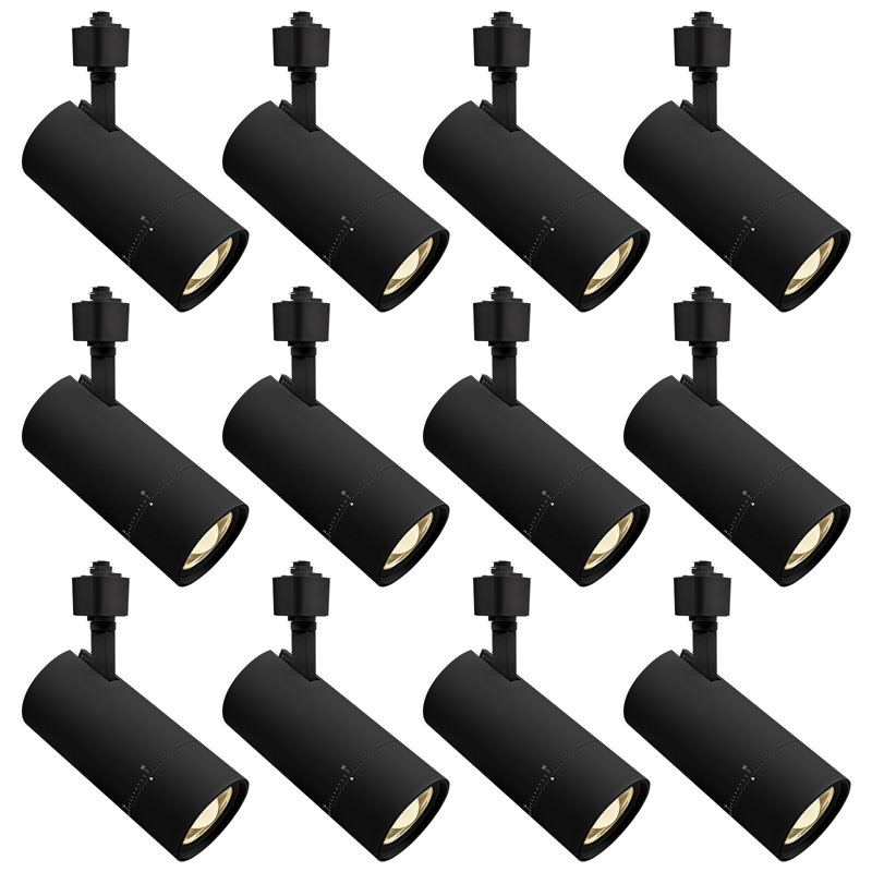 Luxrite 3 po Éclairage sur rail à DEL Zoomable, 5CCT, CRI90, 30 W, 2100LM, à intensité variable, inclinaison de 358 ° + 90 ° et faisceau de 20 ° à 50 °, éclairage sur rail de type H, ETL, paquet de 12 noir