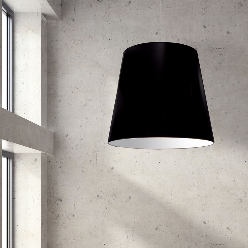 Luminaire suspendu cylindrique surdimensionné à 1 lumière, H 26 po x l 32 po x P 32 po, Noir