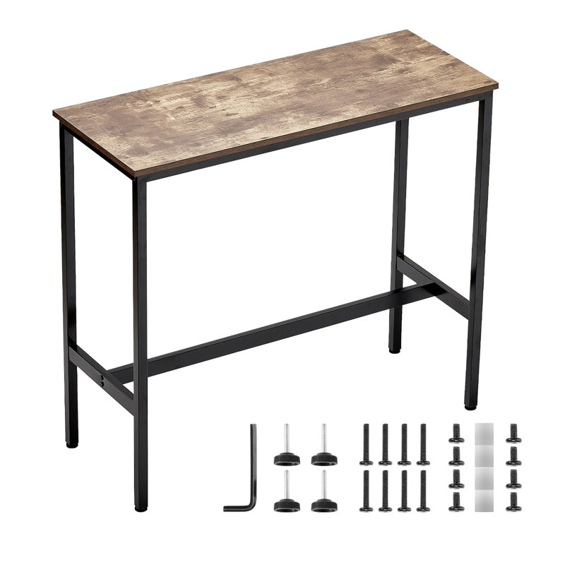 Table de bar hauteur 39 x 16 x 35,5 po, comptoir à café, cuisine, salle à manger, pub avec repose-pieds réglables et utilisations polyvalentes au look contemporain