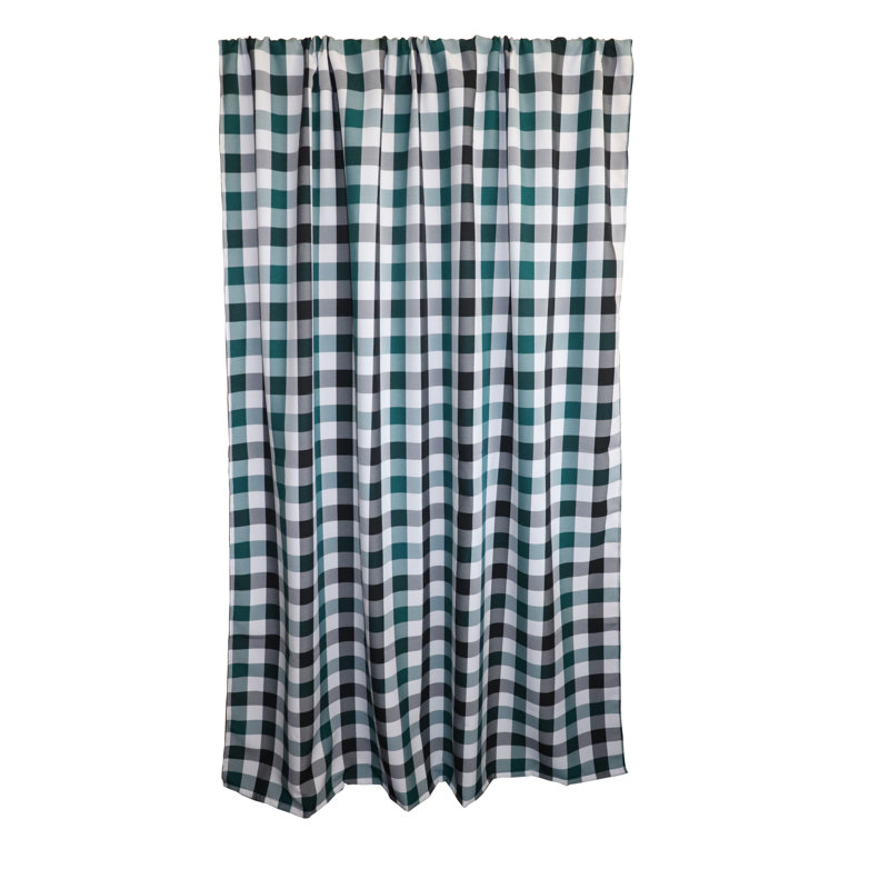Chestermere Semi Sheer Curtain Single Panel, 56" W x 96" L, Black/White/Hunter Green