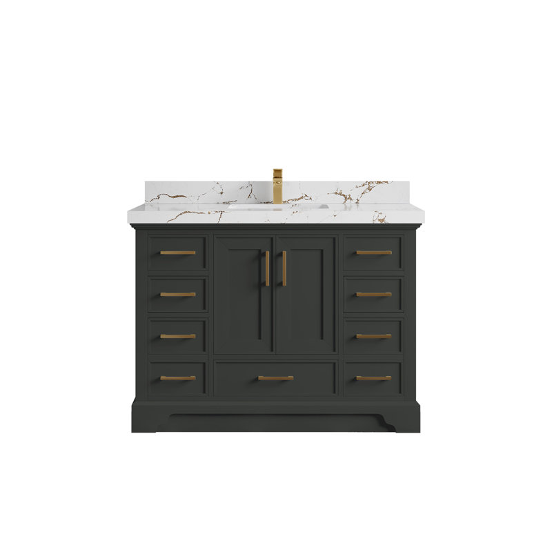 Charlotte 48'' Single Bathroom Vanity with Top, Viola Brown