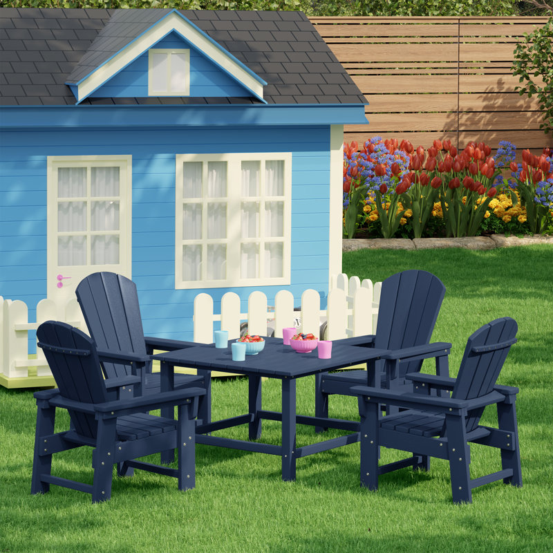 Laguna Kids Adirondack 5-Piece Square Table Dining Set, Navy Blue