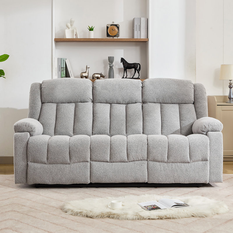 Berroa 3 Seat Recliner Sofa with Central Console, Grey