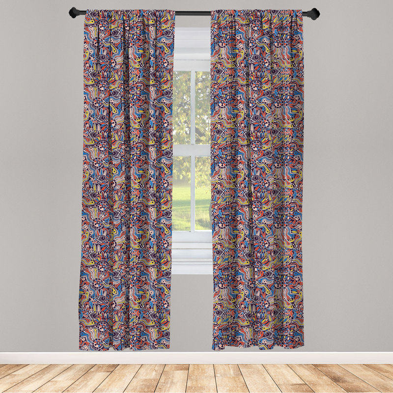 Ethnic Semi-Sheer Rod Pocket Curtain Panels, 28" x 95"