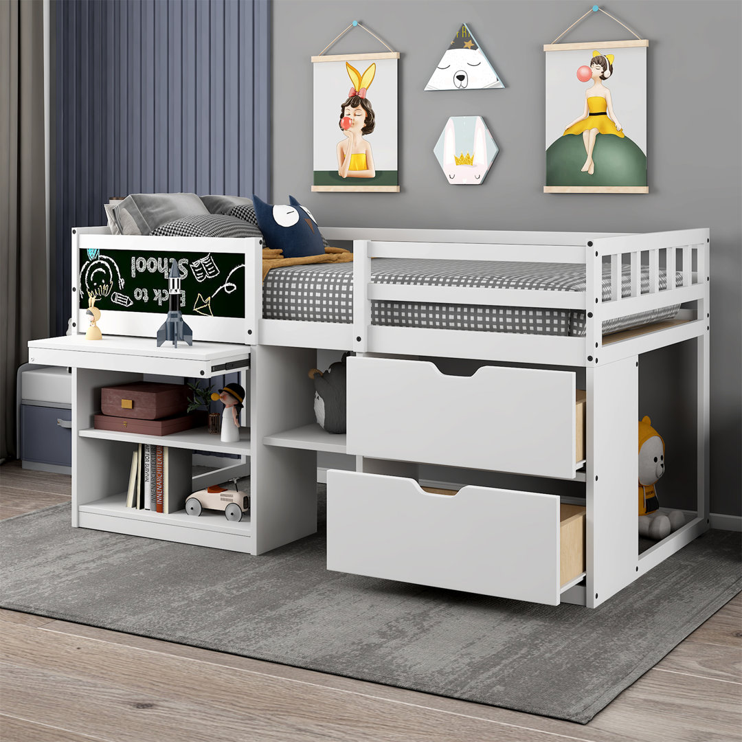 Henadz Twin Bed with Shelves Harriet Bee Bed Frame 