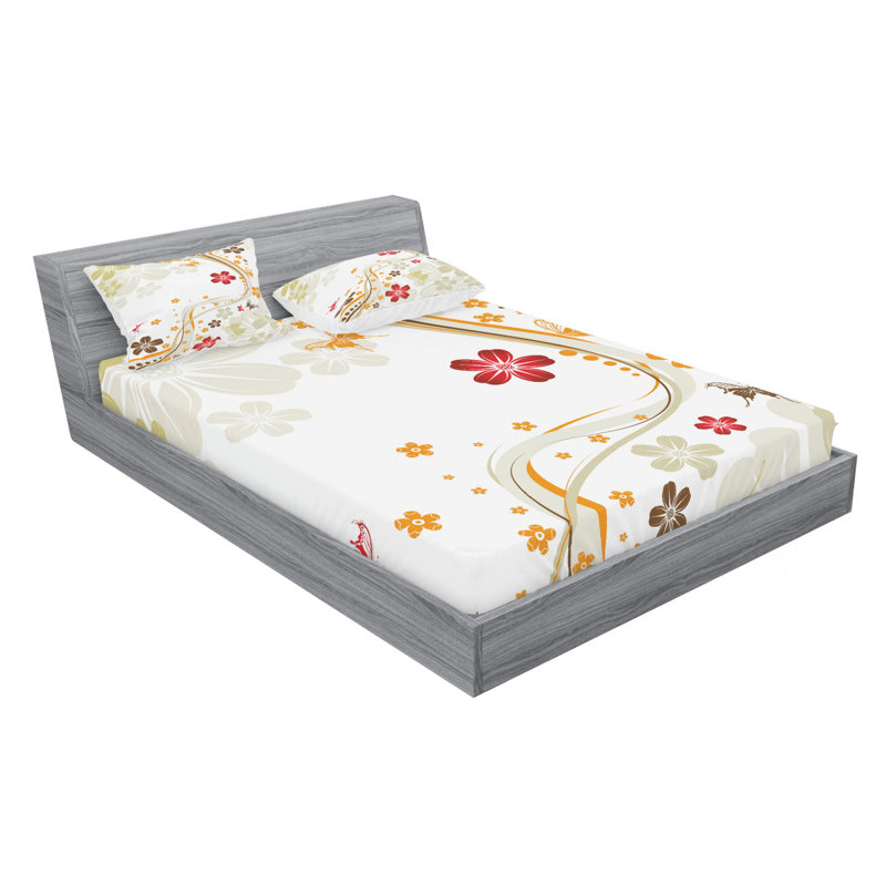 Microfiber Floral Sheet Set, Queen Sheet Set + Fitted Sheet + 2 Pillowcases