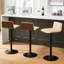 Tabouret de bar pivotant à hauteur réglable avec dossier en bois cintré noyer (ensemble de 3)-1493084641-1500222348