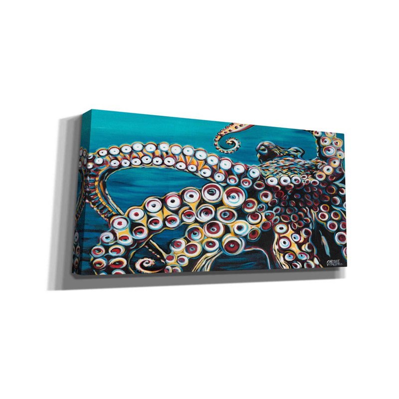 «Wild Octopus I» par Carolee Vitaletti, art mural sur toile, H 12 po x l 24 po x P 0,75 po