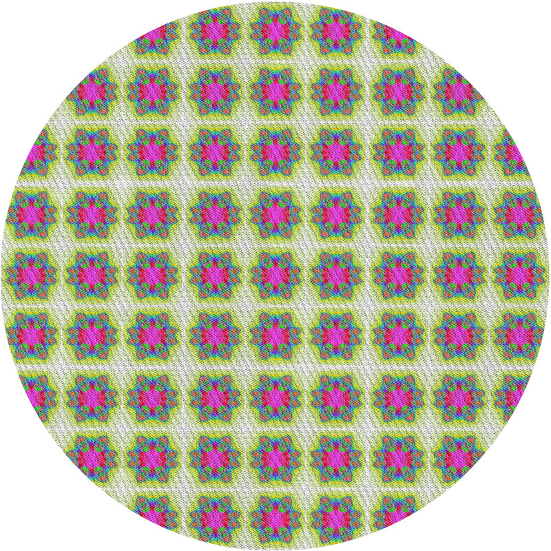 Tapis rouge/vert lumières à motif, Rond 8 pi