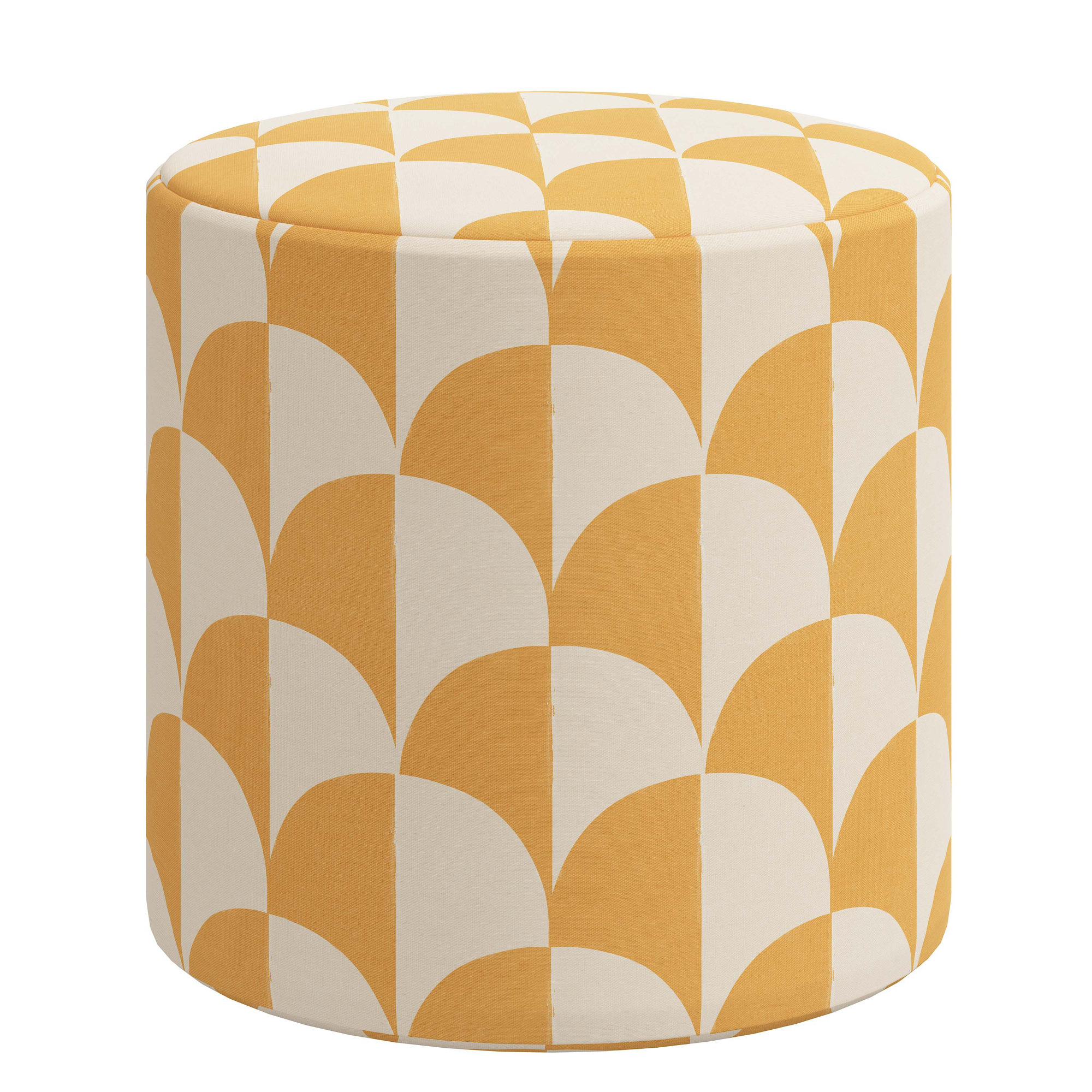Orlando Upholstered Ottoman, Scallop Stone Gold