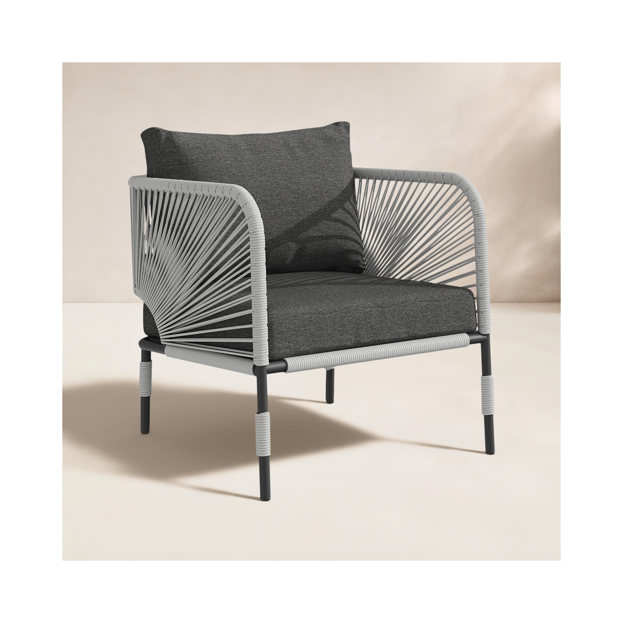 Acklin Patio Chair with Cushions, Gray, Gray